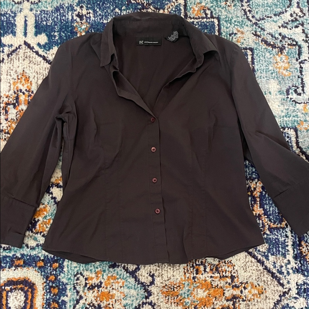 Women's Brown Button-Up Blouse